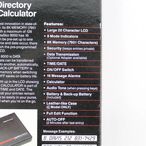 SelecTronics DataStor 8000F Calculator Data Bank 8K Memory Original Box Untested