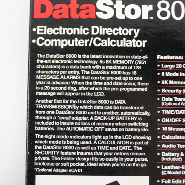 SelecTronics DataStor 8000F Calculator Data Bank 8K Memory Original Box Untested