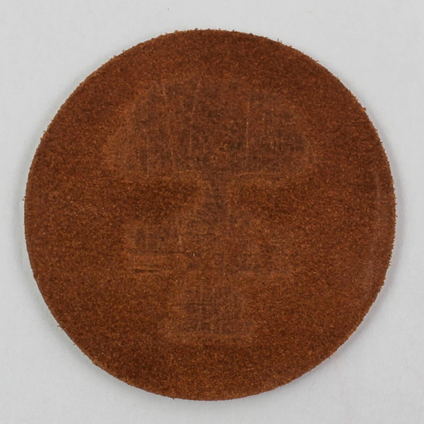 Set of 4 Subaru Round Brown Leather Love Tree Coasters 4" Diameter Pre-Owned