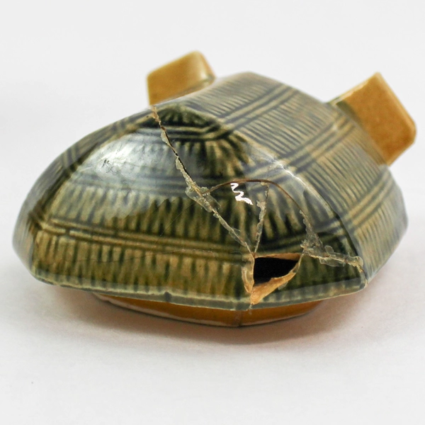 Vintage Japan Windmill Teapot & Sugar Bowl Set Brown Green Decor Pre-Owned