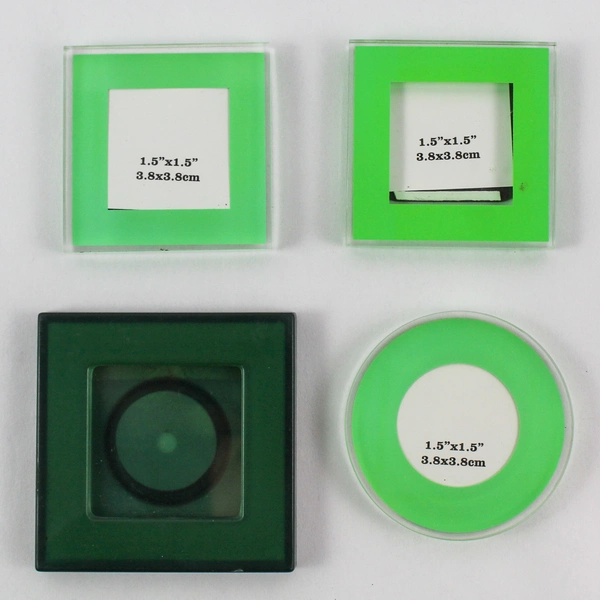 Lot of 4 Miniature Acrylic & Plastic Photo Frames Clear Green Decor Magnet