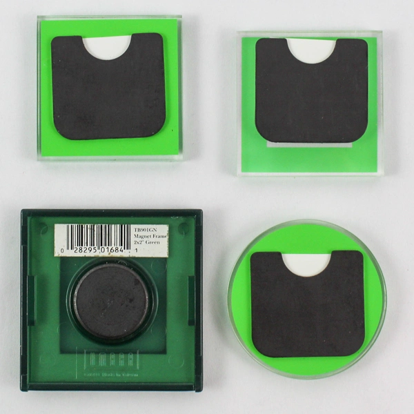 Lot of 4 Miniature Acrylic & Plastic Photo Frames Clear Green Decor Magnet