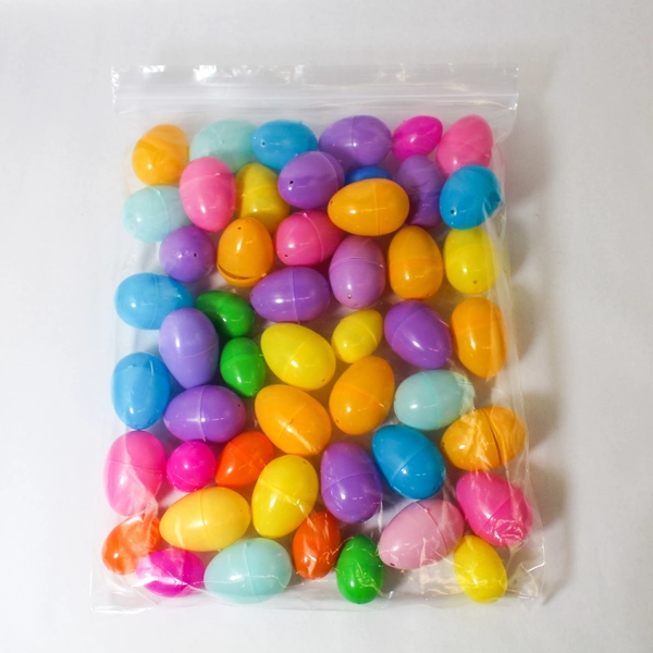 Easter Lot Large Serving Bowl & 86 Plastic Eggs Holiday Decor Collectible