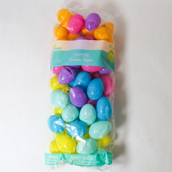 Easter Lot Large Serving Bowl & 86 Plastic Eggs Holiday Decor Collectible