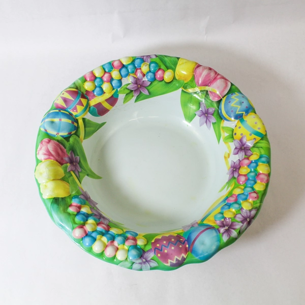 Easter Lot Large Serving Bowl & 86 Plastic Eggs Holiday Decor Collectible