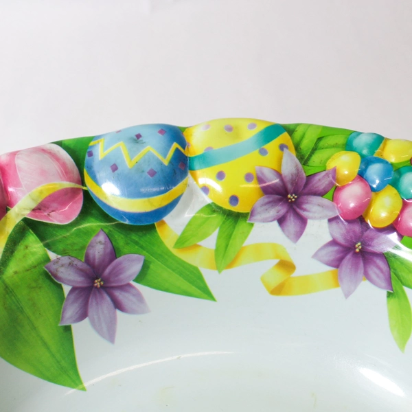 Easter Lot Large Serving Bowl & 86 Plastic Eggs Holiday Decor Collectible