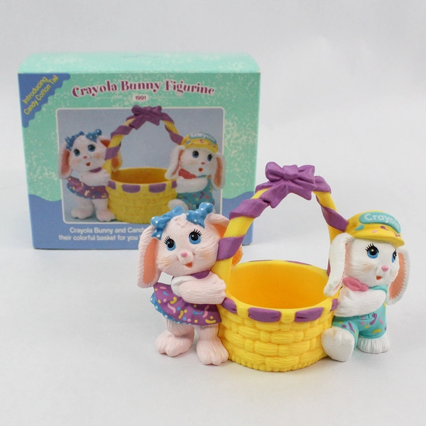 Vintage 1991 Hallmark Crayola Bunny Easter Basket Figurine with Box