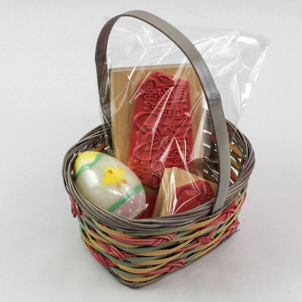 Easter Decor Lot Basket Egg Candle & 3 Rubber Stamps Holiday Crafts