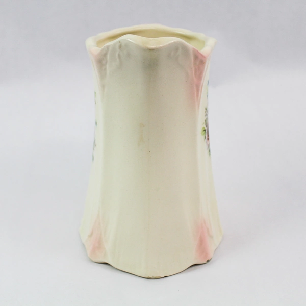 Vintage JBL Porcelain Pitcher 6" Tall Pink Roses Blue Flowers Handle Spout
