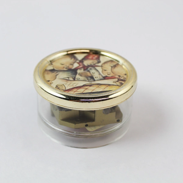 Vintage Mapsa Swiss Movement Music Box with Children Dancers Round Collectible
