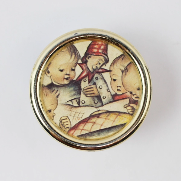 Vintage Mapsa Swiss Movement Music Box with Children Dancers Round Collectible