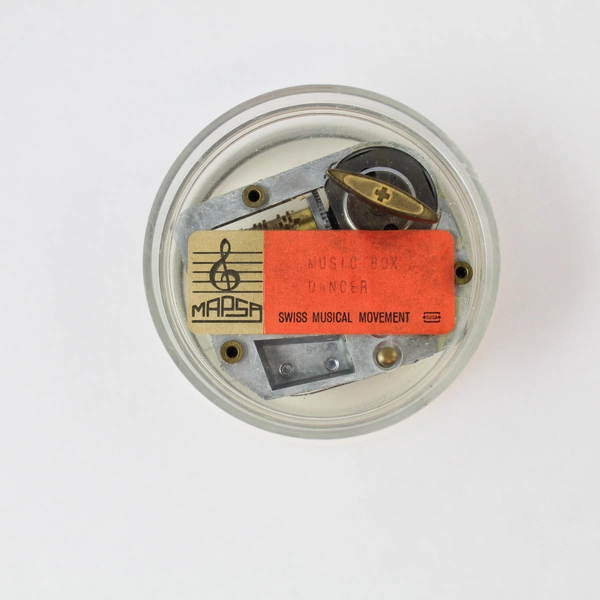 Vintage Mapsa Swiss Movement Music Box with Children Dancers Round Collectible