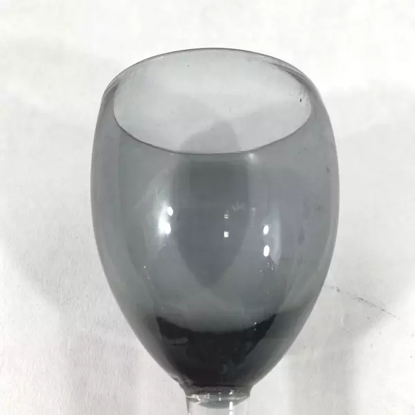 Lot of 5 Smoky Gray Cordial Glasses 4 Inch Tall Vintage Drinkware Set