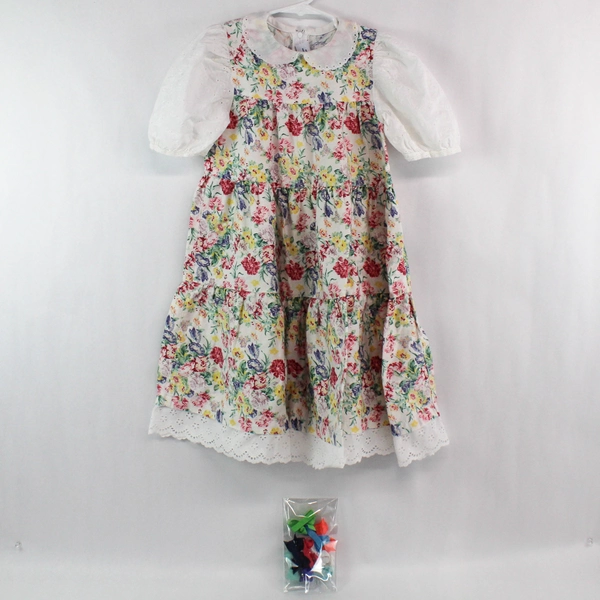 Common Sense Designs Girls Dress Size 5 Floral + 10 Colorful Hair Bows