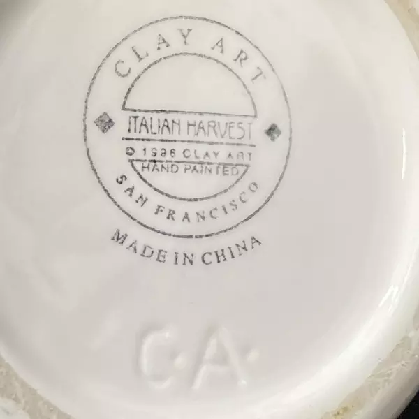 1996 Clay Art Italian Harvest Hand Painted Ceramic Pitcher Jug Preowned