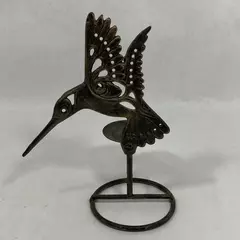 J C Land Bronze Hummingbird Pillar Candle Holder 8.5" Tall Home Decor