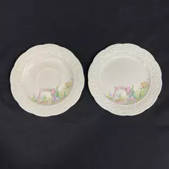 Lot of 2 Vintage Edwin Knowles 1933 Arbor Pattern 6" Cream Bread Plates