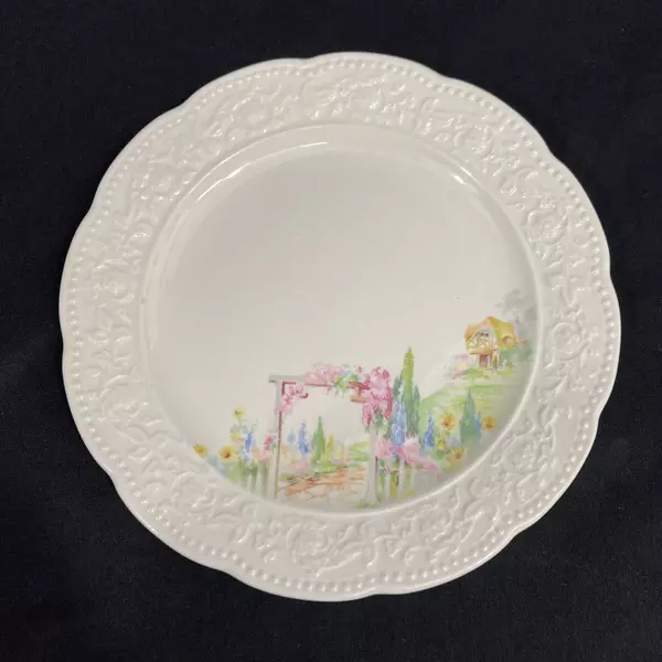 Lot of 2 Vintage Edwin Knowles 1933 Arbor Pattern 6" Cream Bread Plates