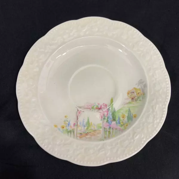 Lot of 2 Vintage Edwin Knowles 1933 Arbor Pattern 6" Cream Bread Plates