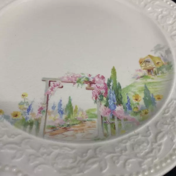Lot of 2 Vintage Edwin Knowles 1933 Arbor Pattern 6" Cream Bread Plates