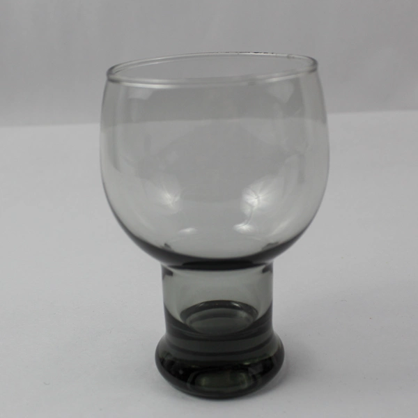 Lot of 2 Libbey Stax Smokey Gray Stemmed Goblet Stout Bar Glasses 5.25"
