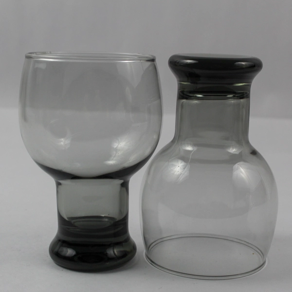 Lot of 2 Libbey Stax Smokey Gray Stemmed Goblet Stout Bar Glasses 5.25"