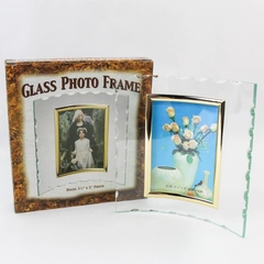 Giftco Glass Photo Frame Clear Gold Trim Holds 3.5x5 Inch Photo Home Decor