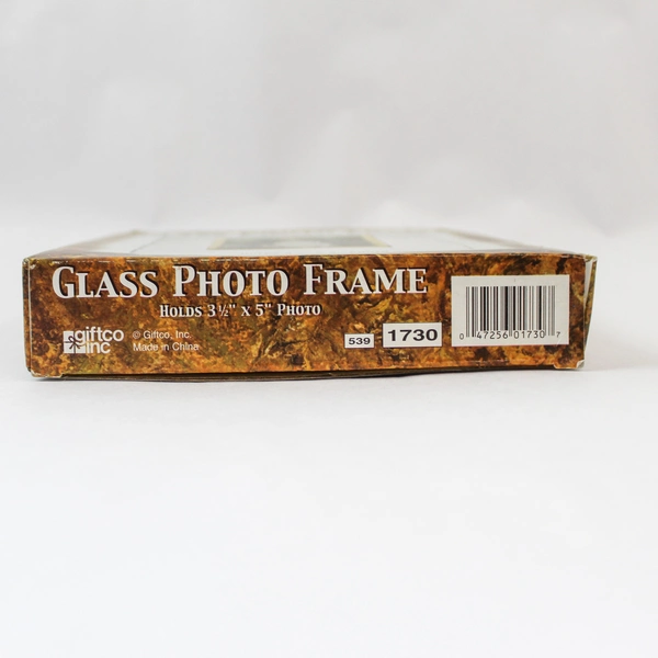 Giftco Glass Photo Frame Clear Gold Trim Holds 3.5x5 Inch Photo Home Decor