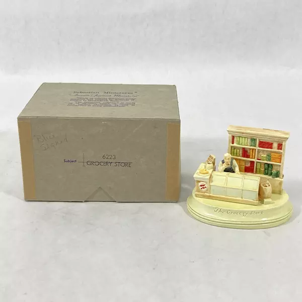 1960 Signed Sebastian Miniature The Grocery Store #6223 Figurine with Box