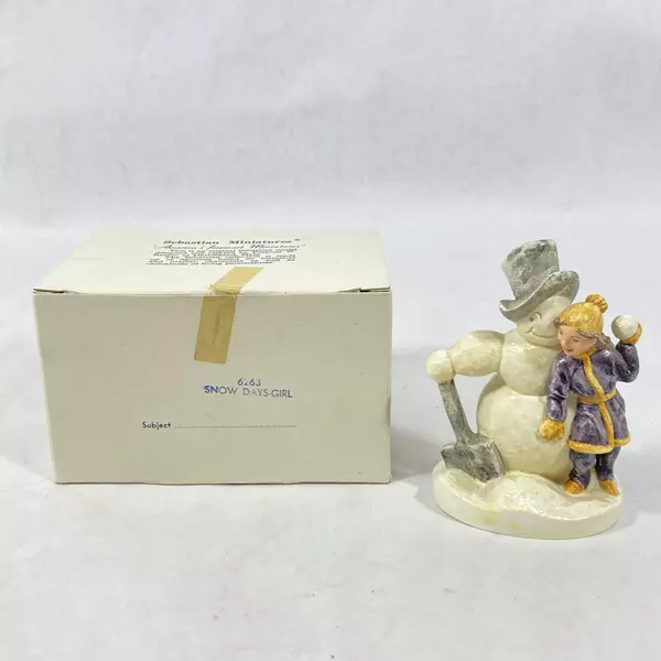 1979 Sebastian Miniature Snow Days Girl Figurine #6263 Signed with Box