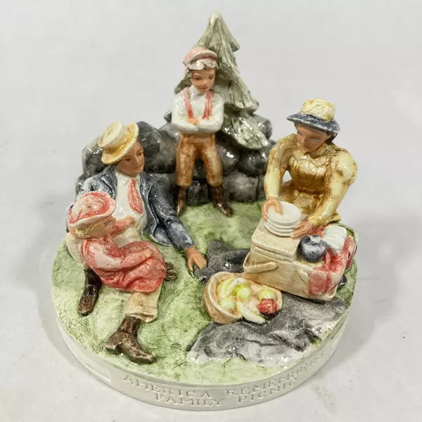 1979 Sebastian America Remembers Family Picnic Figurine Hand Painted Box