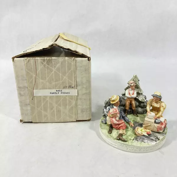 1979 Sebastian America Remembers Family Picnic Figurine Hand Painted Box