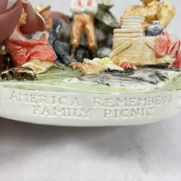 1979 Sebastian America Remembers Family Picnic Figurine Hand Painted Box