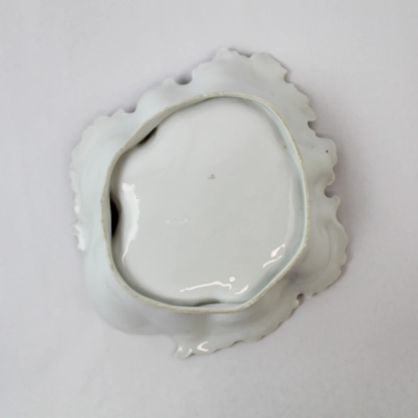 Antique German Porcelain Serving Bowl Floral Gold Gilt White 10" Vintage