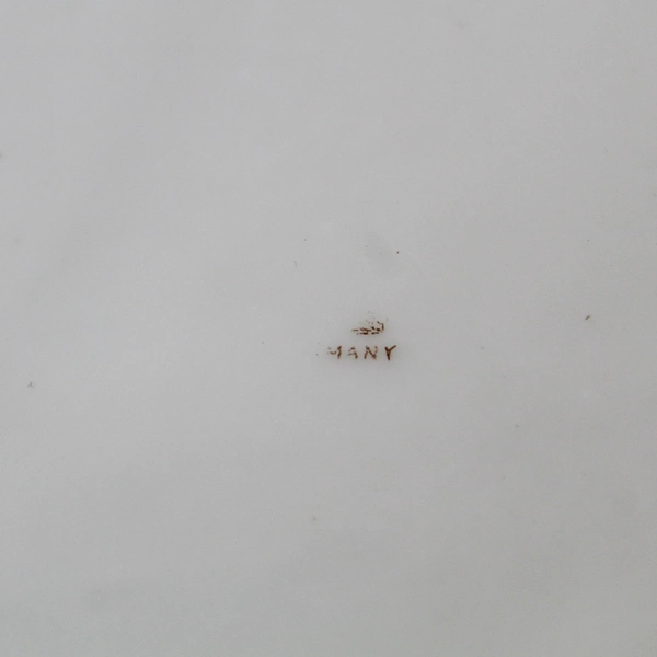 Antique German Porcelain Serving Bowl Floral Gold Gilt White 10" Vintage