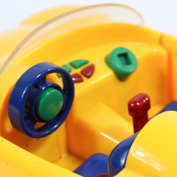 1996 Baobab Electronic Preschool Yellow Car Toy Lights & Sounds Tested