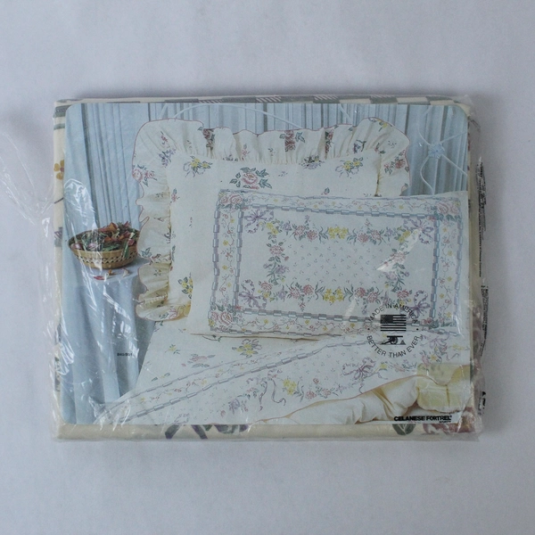 Vintage Cannon Royal Family Twin Flat Sheet Cream Floral 66x96 New Packaging