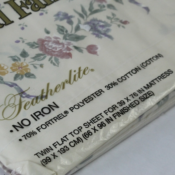 Vintage Cannon Royal Family Twin Flat Sheet Cream Floral 66x96 New Packaging