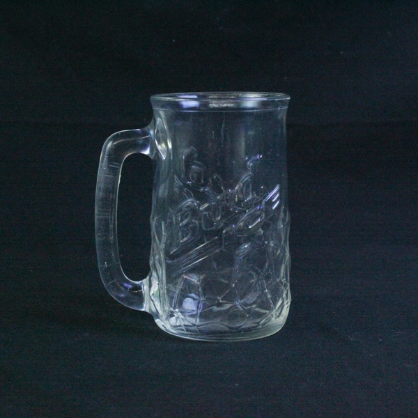 Vintage 1990s Budweiser Clear Glass Mug 3D Handle Barware Drinkware Pre-Owned