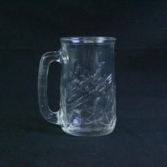 Vintage 1990s Budweiser Clear Glass Mug 3D Handle Barware Drinkware Pre-Owned