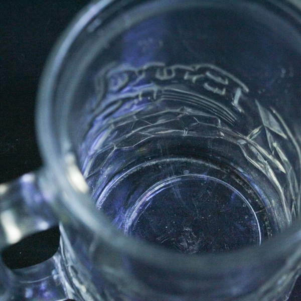 Vintage 1990s Budweiser Clear Glass Mug 3D Handle Barware Drinkware Pre-Owned