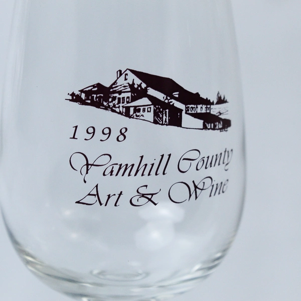 Lot of 5 Vintage 1998 Yamhill County Art & Wine Glasses McMinnville Oregon