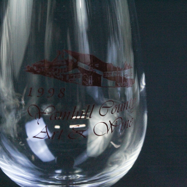 Set of 4 Vintage 1998 Yamhill County Oregon Art & Wine Glasses Good Condition