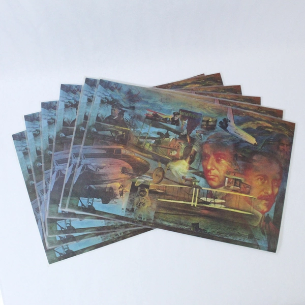 Lot of 7 General Electric Credit Vintage Plastic Aircraft Pilot Placemats 11x17"