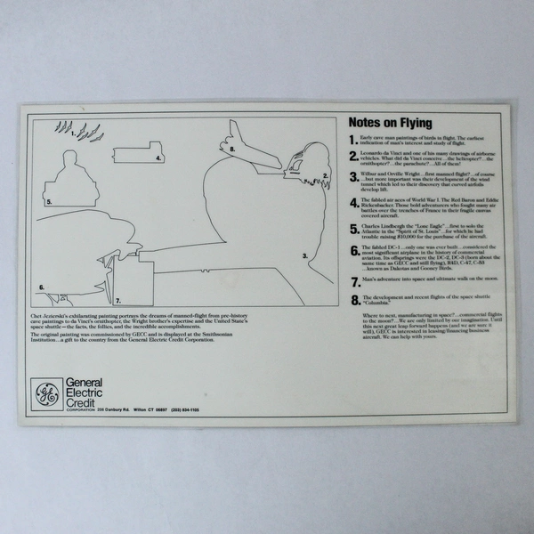 Lot of 7 General Electric Credit Vintage Plastic Aircraft Pilot Placemats 11x17"