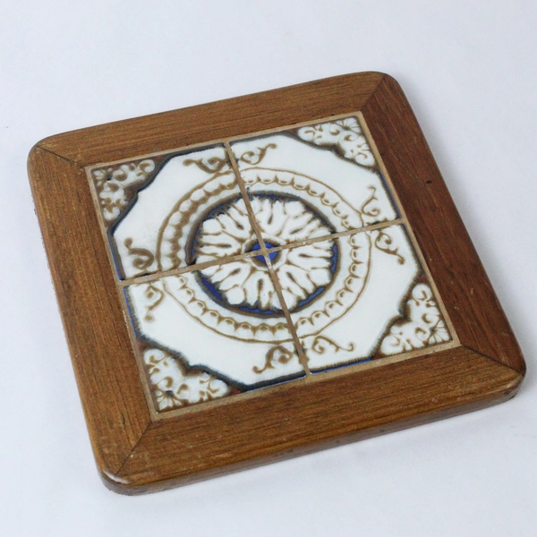Wood N Toys R K Lehmus Ceramic Tile Mosaic Cork Back Trivet 9.75" Square