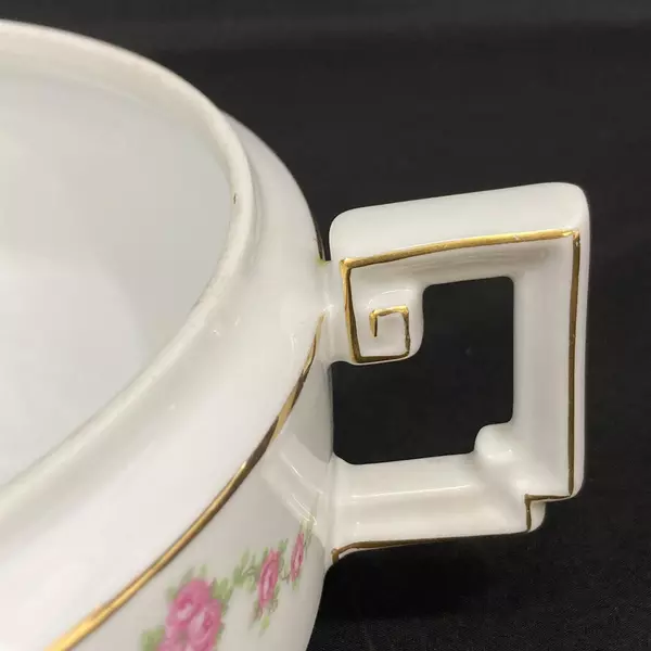 H&C Heinrich 11" Round Vegetable Bowl Pink Rose Rosalinda Bavaria Vintage