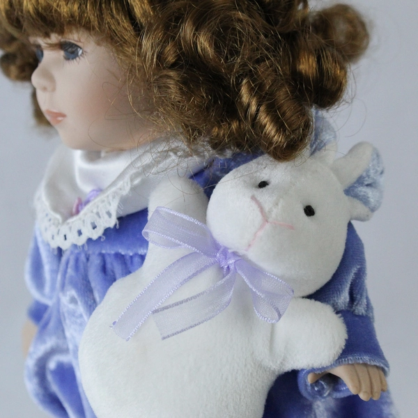 Dandee Collectors Choice Easter Doll Purple Dress Plush Bunny 11.75" Tall