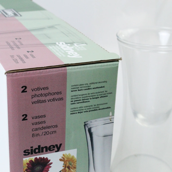 Libbey Sidney 4-Piece Clear Glass Set 2 Vases 2 Hanging Votives Home Decor