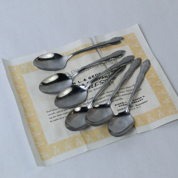 Set of 6 Simeon L & George H Rogers Stainless Steel Tablespoons Pre-Owned